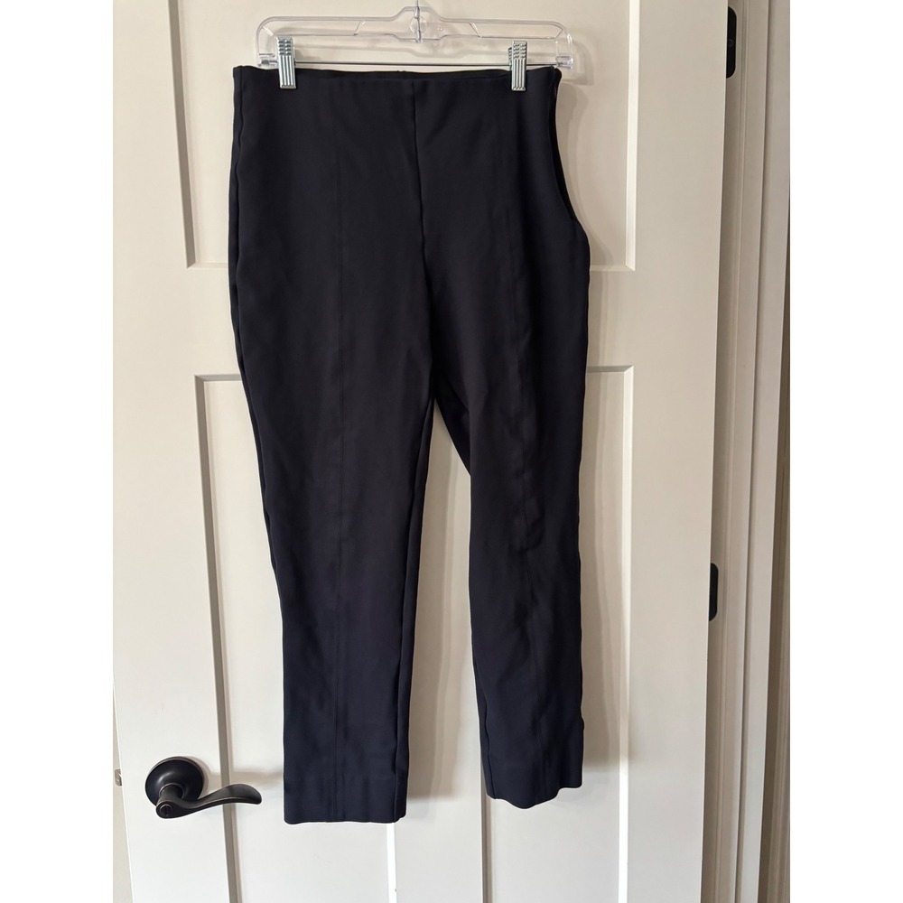 Quince Womens Ultra-Stretch Ponte Straight Leg Pants Navy Size L Pintuck Seams - Picture 3 of 8